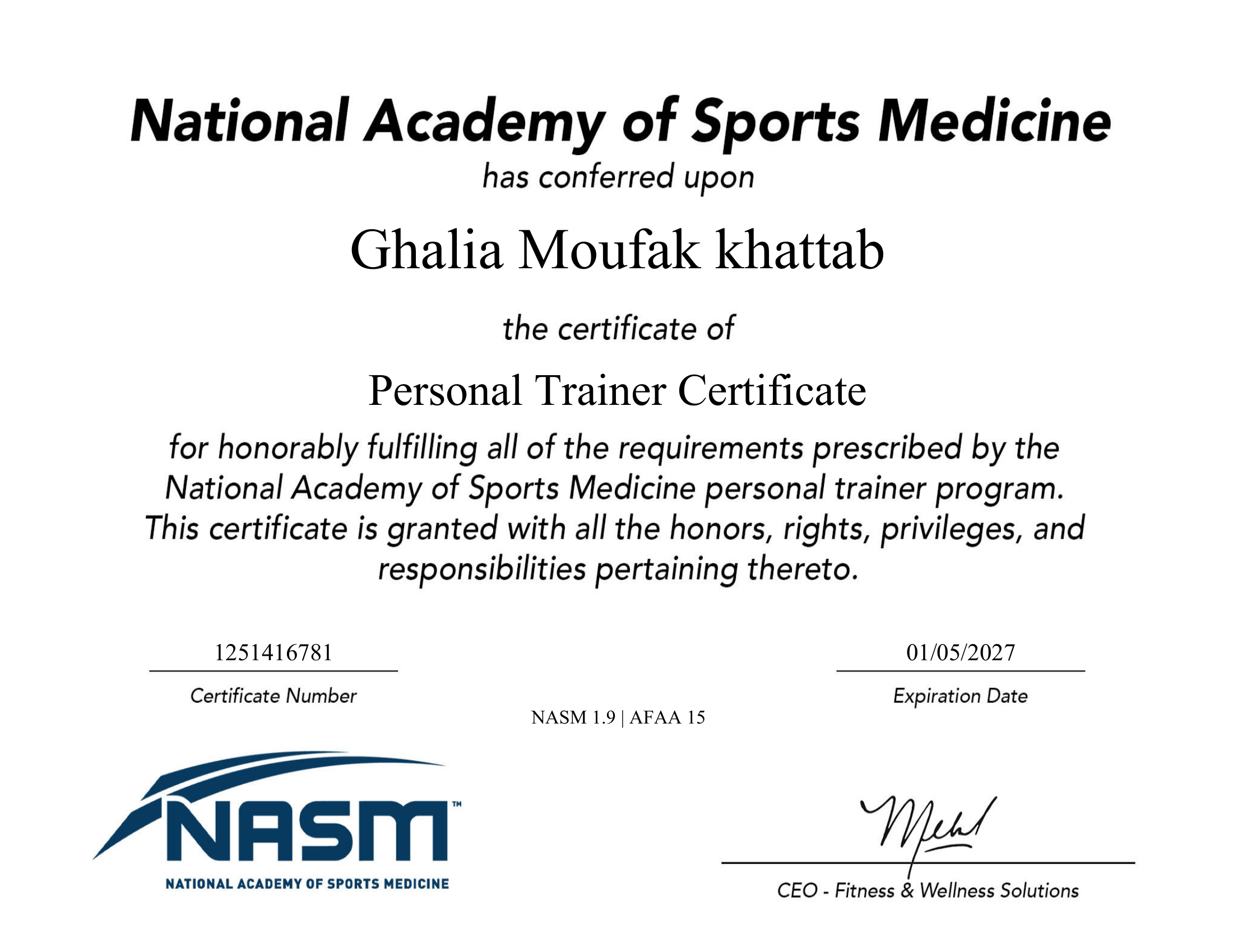 NASM Personal Trainer Certificate